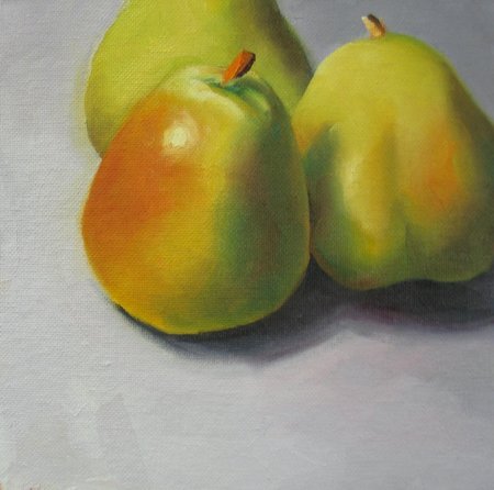 Blushing Pears - green, food, pears, fruit