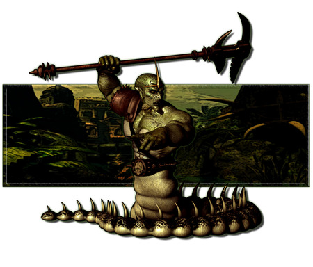 Serpent King - creature, warrior, snake, ax, man