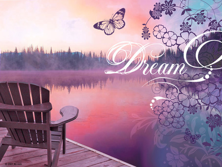 Dream !!! - lake, butterfly, abstract, chair, photography, design, dream