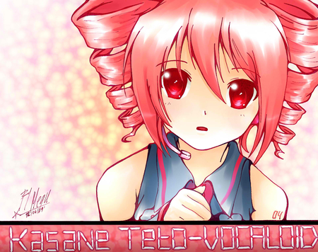 kasane teto from vocaloids - vocaloid, anime, girl, singer, cute, pink, kasane teto, hair