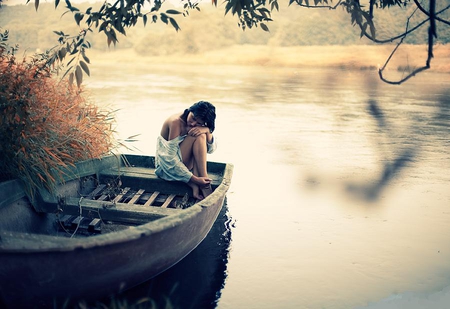 Amintirile Raman - natura, memories, boat, barca, lake, amintiri, nature, lac, woman, femeie