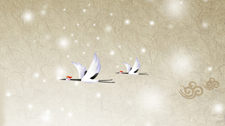 Ducks Flight - birds, bisque, snow, orient, sparkles, light, stars, firefox persona, ecru, glow, oriental, ducks