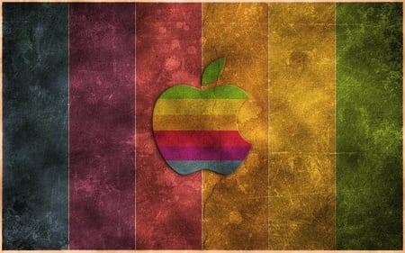 Retro Apple - stripes, computer, technology, colored, multi, apple, retro