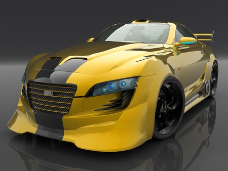 Audi R10c Concept Car - tuned, yellow, audi, r10c, concept car