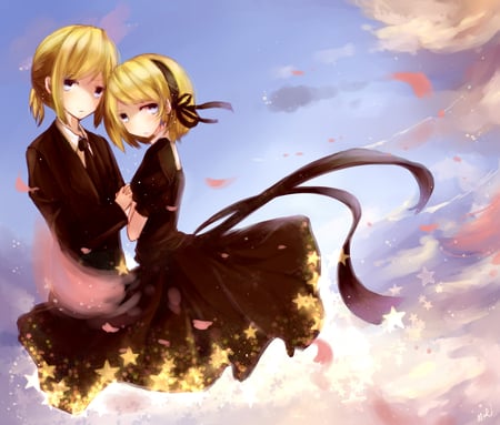 Vocaloid - kagamine rin, vocaloid, anime, anime short hair, kagamine len, blonde