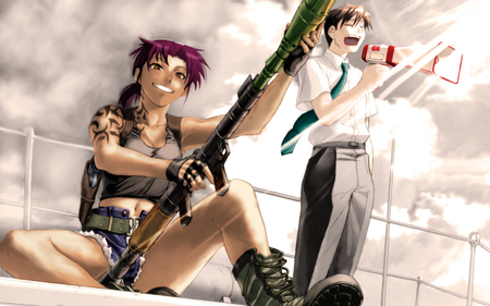 Chick with RPG - rock, chick, sunny, rpg, hot, anime, black lagoon, revy