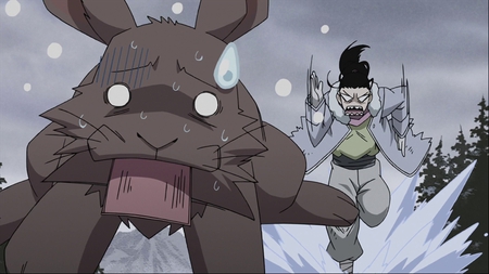 Running Bunny - rabbit, anime, running, funny, brown bunny, snow, guy, bunny