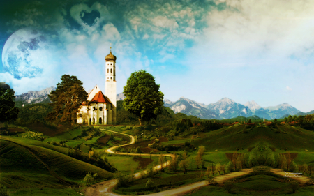 To Romanians by Deinha1974 - andrea andrade, fields, mountains, church