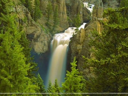 Tower Fall, Yellowstone National Park, Wyoming - waterfalls, scenery, lakes, rivers