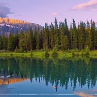 Cascade Ponds At Sunrise Lake Minnewanka Banff National Park Alberta