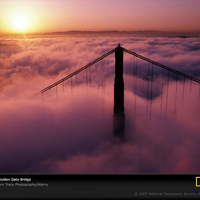 Golden gate in the clouds