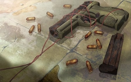 Gun - clip, gun, 9mm, pistol, anime