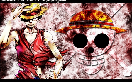 Monkey D. Luffy - berry, captain, straw hat pirates, luffy, merry, one piece, skull