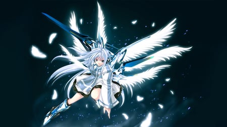 Guardian from Heaven - fighter, heaven, anime, warrior, beautiful, wings, sword, angel