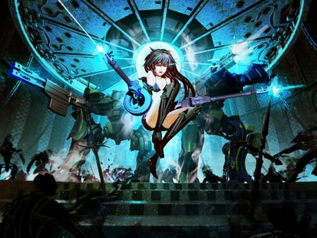 Your Death Arrived - anime, awesome, blue, gun, hd, robots, future, m60