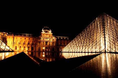 Louvre - louvre, paris, lights, splendor, night, france