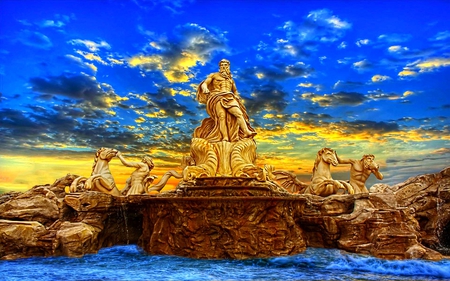 Neptune - story, neptune, ancient times, beauty, statue, sky