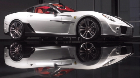 Gorgeous Reflection - white, sports, sportscar, car, ferrari, super