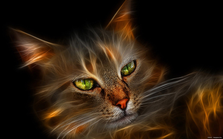 Fantasy Cat - fantasy, 3d, art, cat, wallpaper