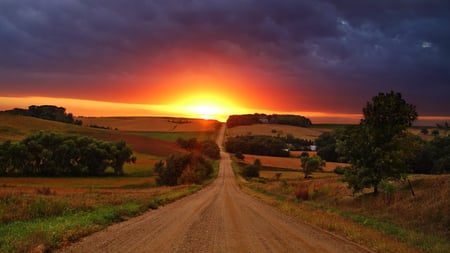 SUNSET - mature, sunset, trees, clouds