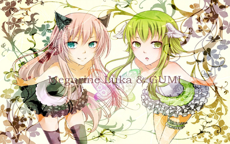 Summer Beauties - gumi, anime, summer, volcaloid, classic, beauty, wall, luka