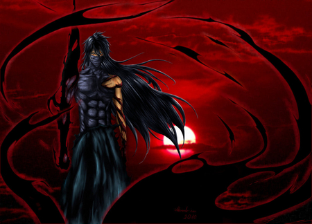 Mugetsu at Sunset - getsuga tenshou, bleach, bankai, ichigo kurosaki, mugetsu, sunset