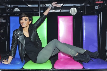 frankie sandford - british, legs, boots, leather, colourful, sandford, english, leggings, hot, cool, colours, black, grey, frankie, lights, model, frankie sandford, sexy