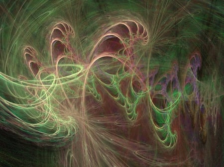 Flowing - fractal, green, fractals, pink