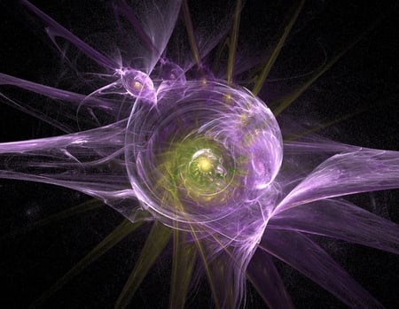 Green spiral in purple - spiral, purple, green, fractals, fractal