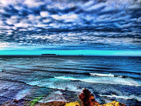 seascape - ocean, beach, sky, photography, water, wet, summer, rocks, waves, nature, white, pretty, clouds, blue, sand