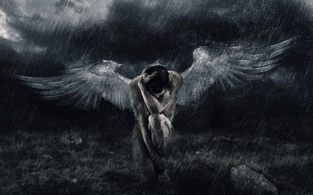 Don`t cry, my angel - abstract, fantasy, wings, angel, cry