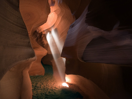 Beam of Light - cave, rock, tunnel, light, sand, canyon