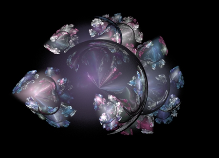 Blue floral - blue, fractals, floral, pink, fractal