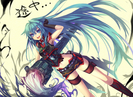 Original - mamuru, anime, blue hair, original, weapon, tagme, anime warrior