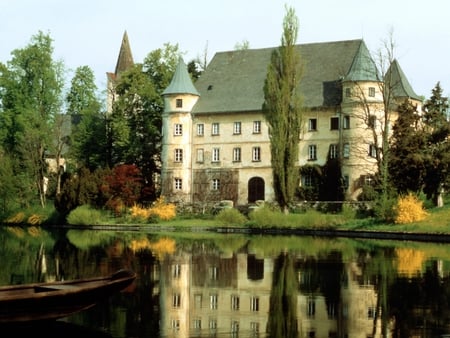 Hagenau Castle - lake, reflection, castle, austria, hagenau