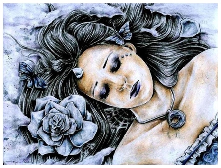 Blue  Frozen - frozen, rose, woman, blue