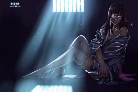 Trapped - anime, beautiful lady, original, trapped, long hair, tagme, anime sexy girl, purple hair