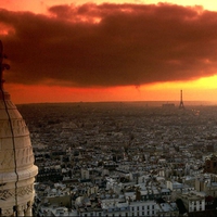 Evening sunset over Paris