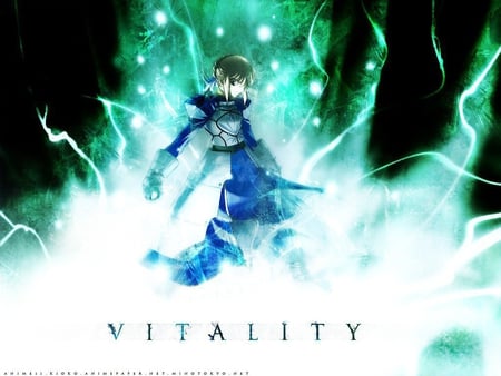 Saber - saber, anime, warrior girls, blue, vitality, sword, light, white, fate stay night