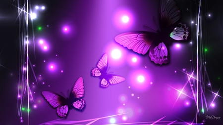 Purple Light Magic - glow, beams, bright, lights, butterfly, puprle, stars, firefox persona