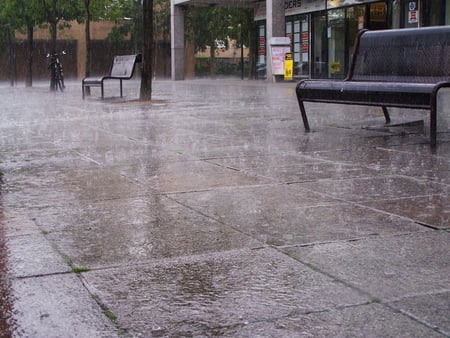 Rainy day - street, rain, water, city, landcape