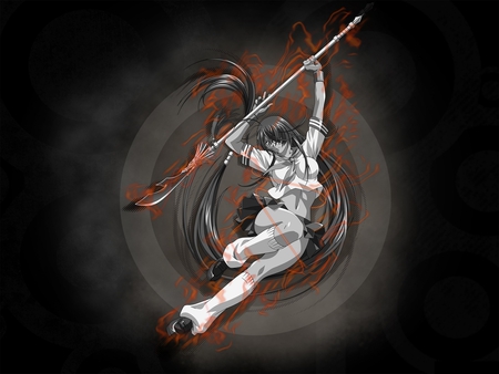 Warrior - anime, warrior, hot, girl, angel, wings, spear, nice, polearm