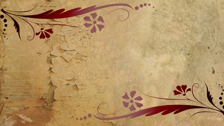 Old to Make New - abstract, floral, vintage, wall, chipped, painted, firefox persona, antique