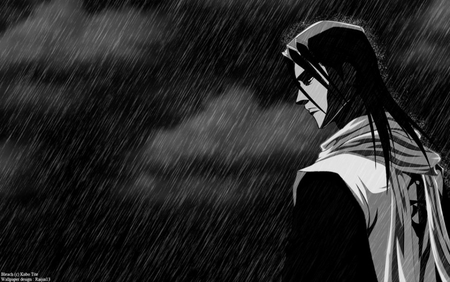 Byakuya in the Rain - anime, soul reaper, bleach, byakuya kuchiki