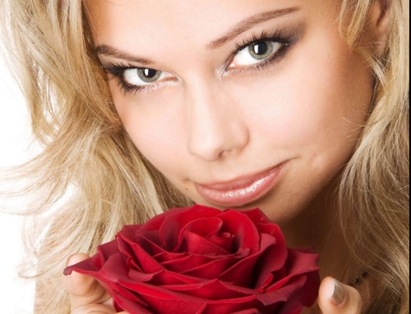 Woman - pretty, elegantly, female, eyes, blonde, gentle, face, nice, beautiful, photography, girl, beauty, lovely, cool, flower, harmony, lips, lady, woman, model, rose, makeup, sexy