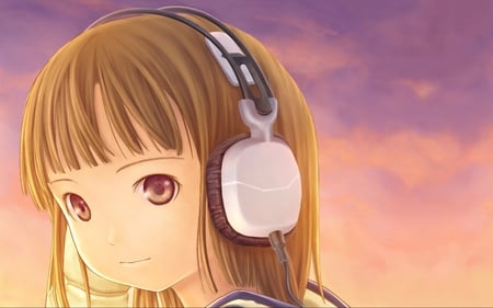 Anime With Headphones - pretty girl, long hair, cute anime, anime, school girl, anime with headphones