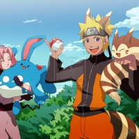 Naruto and Sakura the pokemon trainers