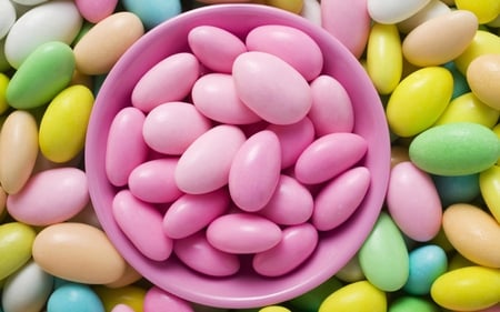 Pink Ones For You - shelled, yellow, blue, green, colors, pink, sweet, candy