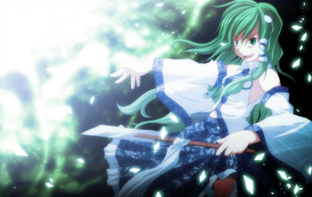 Kochiya Sanae - beauty, sexy, hot, long hair, kochiya sanae, anime girl, aqua hair, touhou, cool, beautiful, awesome, cute