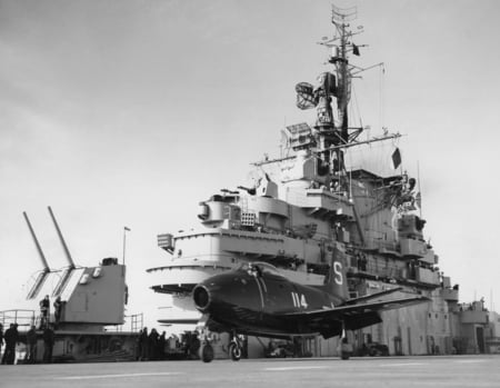 FJ-1 on the USS Boxer - fighter, jet, navy, fury